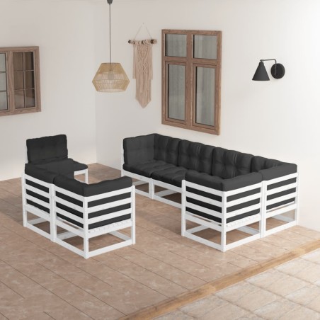 8-tlg. Garten-Lounge-Set mit Kissen Kiefer Massivholz