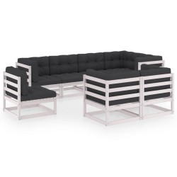 8-tlg. Garten-Lounge-Set mit Kissen Kiefer Massivholz