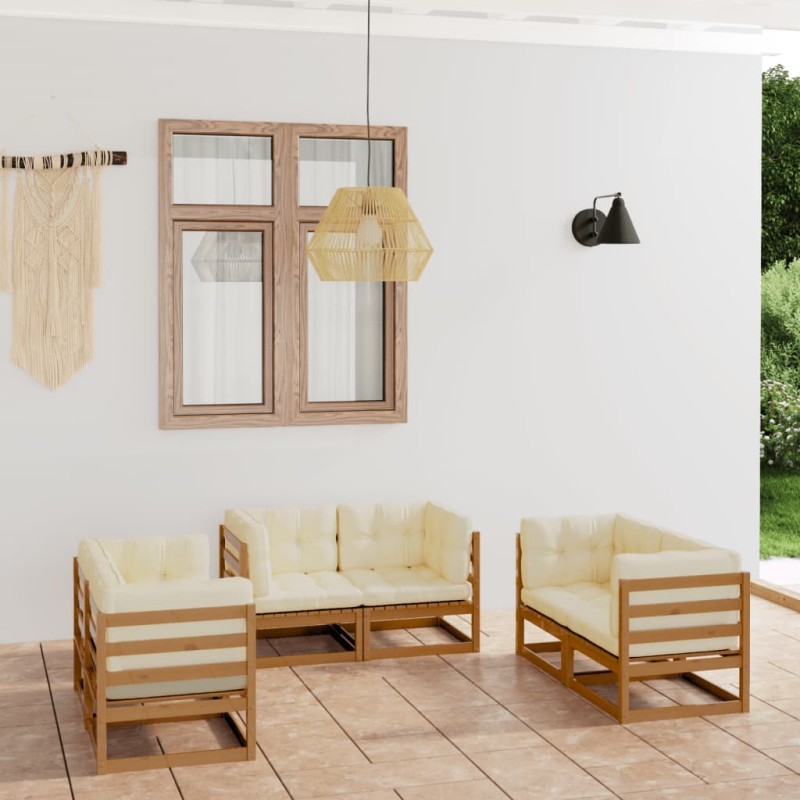 vidaXL 6-tlg. Garten-Lounge-Set mit Kissen Kiefer Massivholz vidaXL 6-tlg. Garten-Lounge-Set mit Kissen Kiefer Massivholz