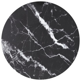 vidaXL Tischplatte Schwarz Ø80x1 cm Hartglas in Marmoroptik