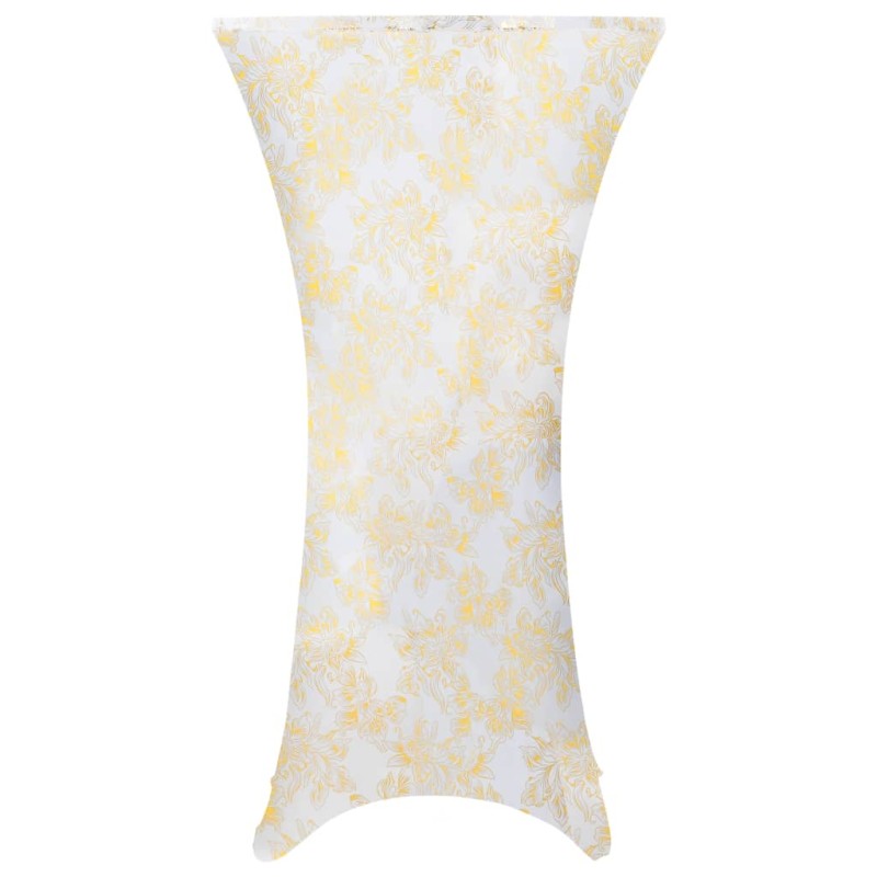 vidaXL 2 Stück Stretch-Tischdecken Weiß mit goldenem Druck 70 cm vidaXL 2 Stück Stretch-Tischdecken Weiß mit goldenem Druck 70 cm