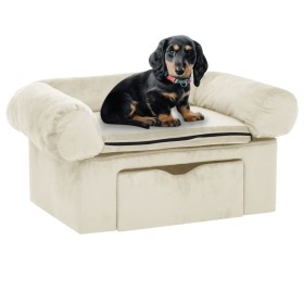 vidaXL Hundesofa mit Schublade Creme 75x50x38 cm Plüsch
