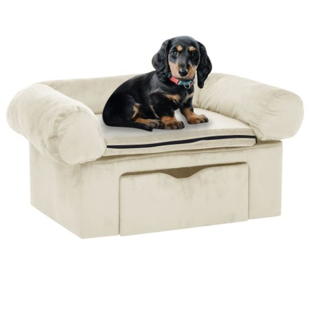 vidaXL Hundesofa mit Schublade Creme 75x50x38 cm Plüsch