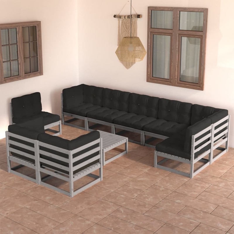 10-tlg. Garten-Lounge-Set mit Kissen Kiefer Massivholz 10-tlg. Garten-Lounge-Set mit Kissen Kiefer Massivholz