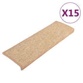 vidaXL Stufenmatten Selbstklebend 15 Stk. Hellbraun 65x21x4 cm