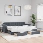 vidaXL Tagesbett Ausziehbar mit Schubladen Dunkelgrau 80x200 cm Samt vidaXL Tagesbett Ausziehbar mit Schubladen Dunkelgrau 80x200 cm Samt