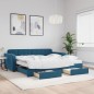vidaXL Tagesbett Ausziehbar mit Schubladen Blau 100x200 cm Samt vidaXL Tagesbett Ausziehbar mit Schubladen Blau 100x200 cm Samt