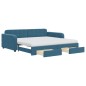 vidaXL Tagesbett Ausziehbar mit Schubladen Blau 100x200 cm Samt vidaXL Tagesbett Ausziehbar mit Schubladen Blau 100x200 cm Samt
