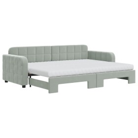 vidaXL Tagesbett Ausziehbar mit Matratzen Hellgrau 80x200 cm Samt