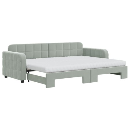 vidaXL Tagesbett Ausziehbar mit Matratzen Hellgrau 80x200 cm Samt