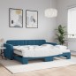 vidaXL Tagesbett Ausziehbar mit Matratzen Blau 90x200 cm Samt vidaXL Tagesbett Ausziehbar mit Matratzen Blau 90x200 cm Samt