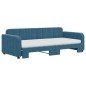 vidaXL Tagesbett Ausziehbar mit Matratzen Blau 90x200 cm Samt vidaXL Tagesbett Ausziehbar mit Matratzen Blau 90x200 cm Samt