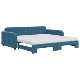 vidaXL Tagesbett Ausziehbar mit Matratzen Blau 100x200 cm Samt