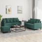 vidaXL 3-tlg. Sofagarnitur mit Kissen Dunkelgrün Samt vidaXL 3-tlg. Sofagarnitur mit Kissen Dunkelgrün Samt