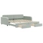 vidaXL Tagesbett Ausziehbar mit Schubladen Hellgrau 100x200 cm Samt vidaXL Tagesbett Ausziehbar mit Schubladen Hellgrau 100x200 cm Samt