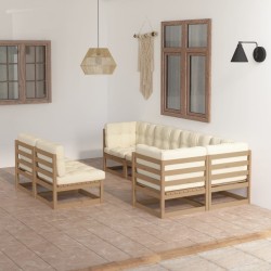 7-tlg. Garten-Lounge-Set mit Kissen Kiefer Massivholz