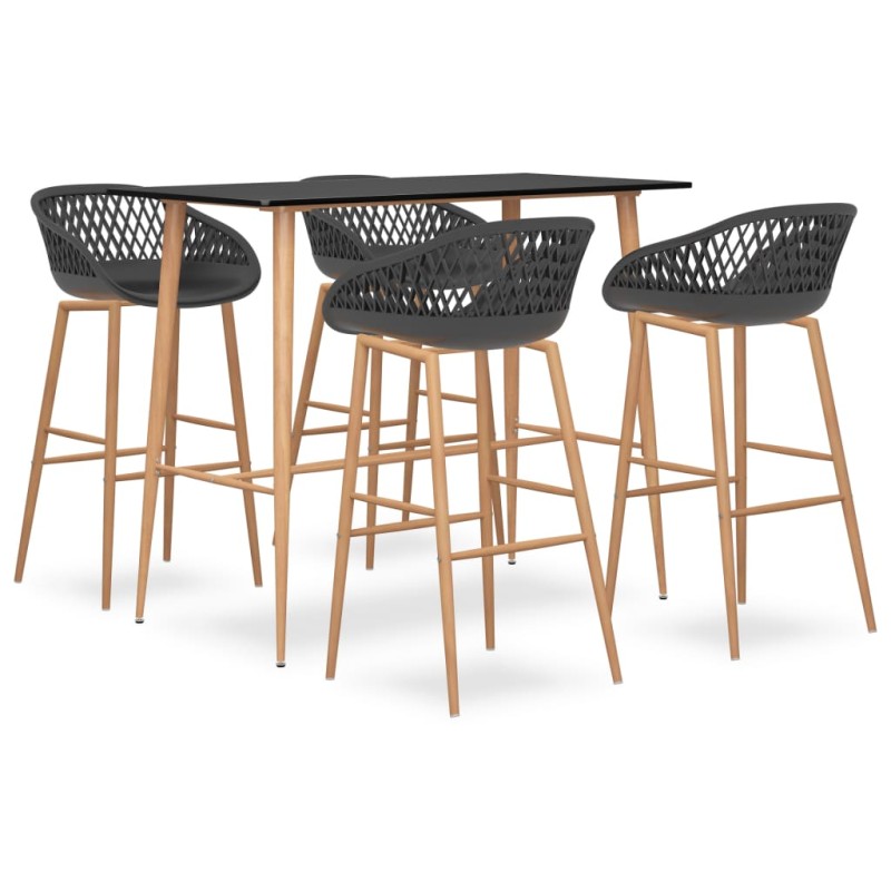 vidaXL 5-tlg. Bar-Set Schwarz und Grau vidaXL 5-tlg. Bar-Set Schwarz und Grau