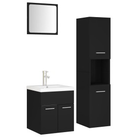 vidaXL Badmöbel-Set Schwarz Holzwerkstoff