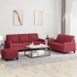 vidaXL 3-tlg. Sofagarnitur mit Kissen Weinrot Kunstleder vidaXL 3-tlg. Sofagarnitur mit Kissen Weinrot Kunstleder