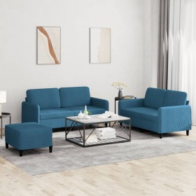 vidaXL 3-tlg. Sofagarnitur Blau Samt