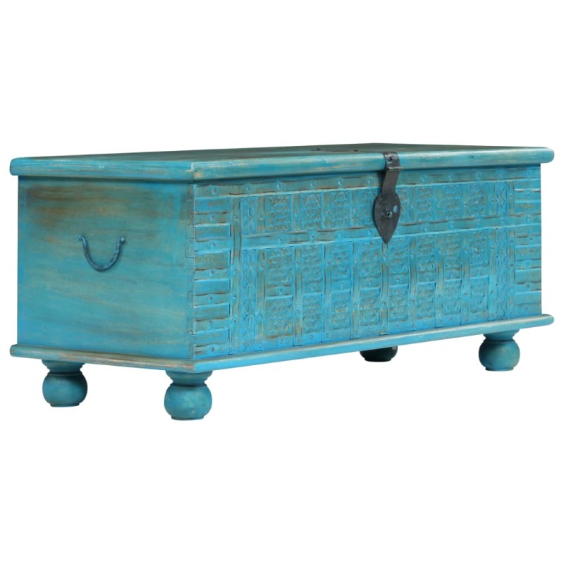 vidaXL Aufbewahrungstruhe Massivholz Mango Blau 100x40x41 cm vidaXL Aufbewahrungstruhe Massivholz Mango Blau 100x40x41 cm