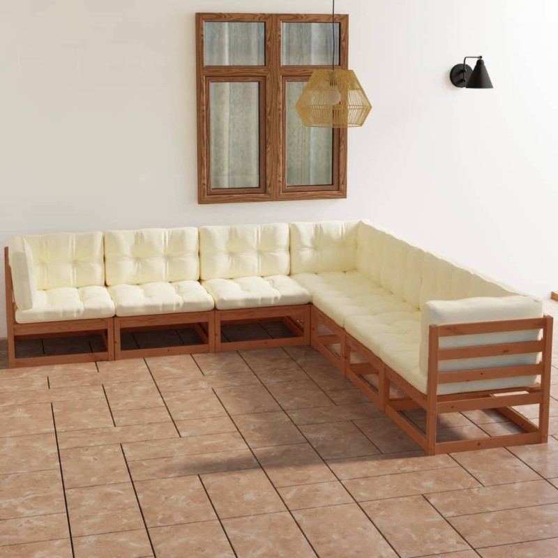 vidaXL 7-tlg. Garten-Lounge-Set mit Kissen Kiefer Massivholz vidaXL 7-tlg. Garten-Lounge-Set mit Kissen Kiefer Massivholz
