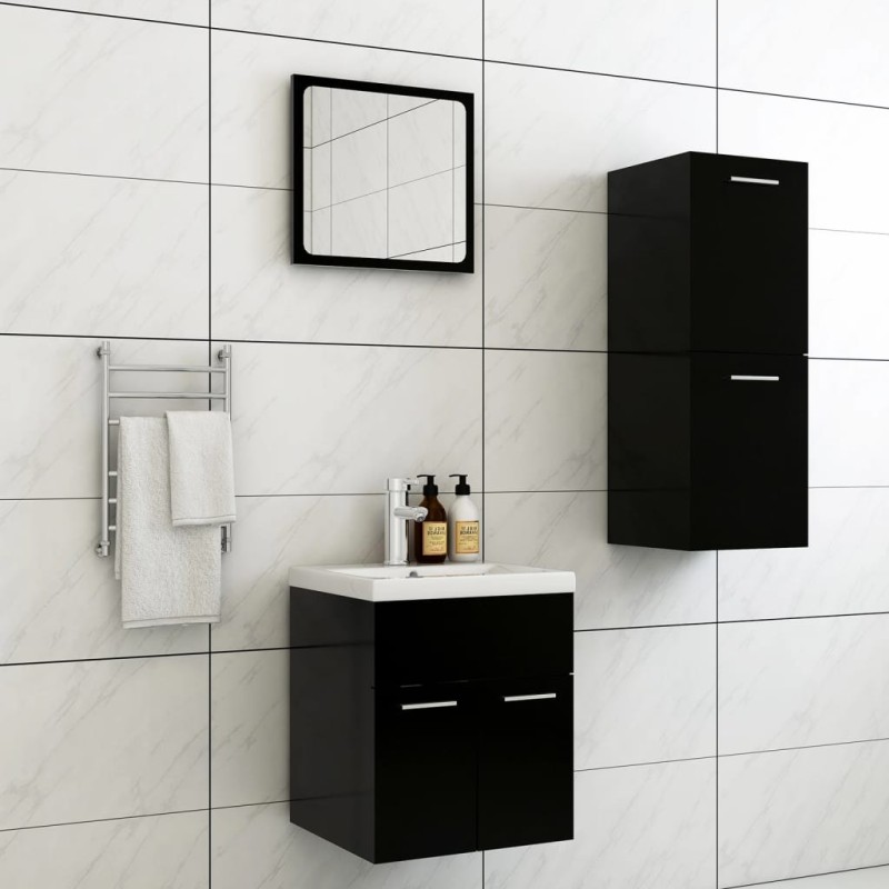 vidaXL Badmöbel-Set Schwarz Holzwerkstoff vidaXL Badmöbel-Set Schwarz Holzwerkstoff
