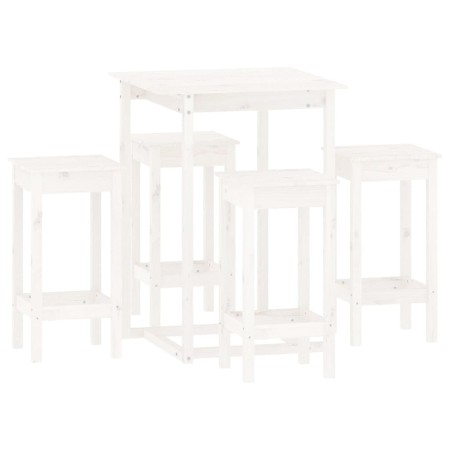 vidaXL 5-tlg. Bar-Set Weiß Massivholz Kiefer