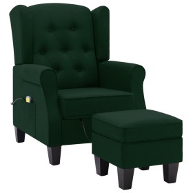    vidaXL Massagesessel mit Hocker Dunkelgrün Stoff