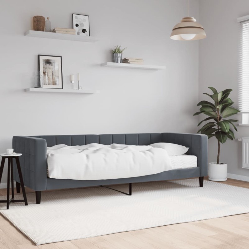 vidaXL Tagesbett mit Matratze Dunkelgrau 80x200 cm Samt vidaXL Tagesbett mit Matratze Dunkelgrau 80x200 cm Samt