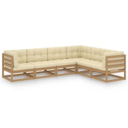 6-tlg. Garten-Lounge-Set mit Kissen Kiefer Massivholz