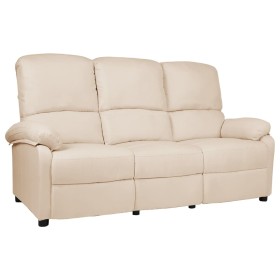 vidaXL 3-Sitzer-Sofa Verstellbar Creme Stoff 