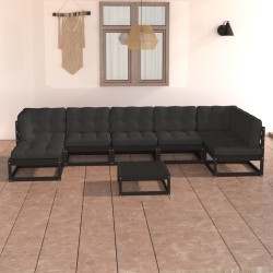 8-tlg. Garten-Lounge-Set mit Kissen Kiefer Massivholz