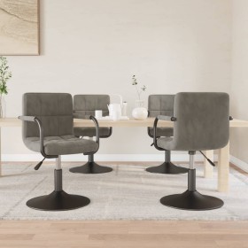 vidaXL Esszimmerstühle 4 Stk. Drehbar Hellgrau Samt
