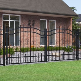 vidaXL Zauntor mit Speerspitzen Schwarz 305x173 cm Stahl
