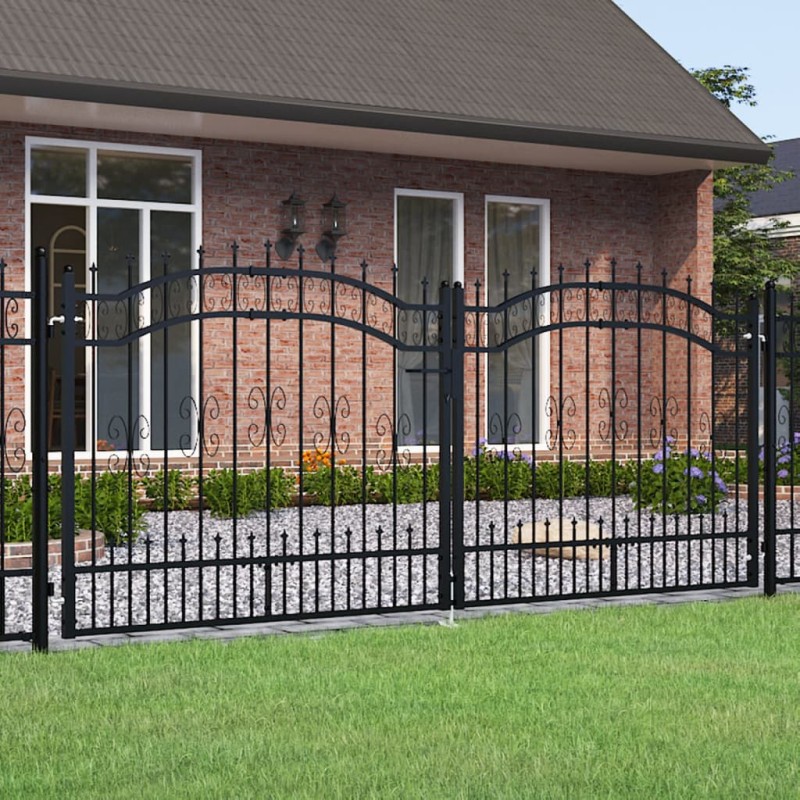 vidaXL Zauntor mit Speerspitzen Schwarz 305x173 cm Stahl vidaXL Zauntor mit Speerspitzen Schwarz 305x173 cm Stahl