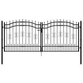 vidaXL Zauntor mit Speerspitzen Schwarz 305x173 cm Stahl