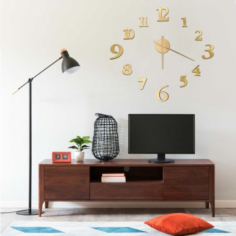 vidaXL 3D-Wanduhr Modernes Design Golden 100 cm XXL vidaXL 3D-Wanduhr Modernes Design Golden 100 cm XXL