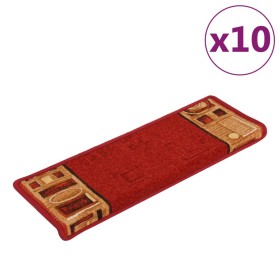 vidaXL Stufenmatten Selbstklebend 10 Stk. 65x21x4 cm Rot