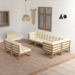 8-tlg. Garten-Lounge-Set mit Kissen Kiefer Massivholz