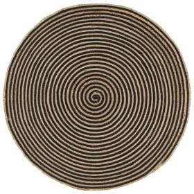 vidaXL Teppich Handgefertigt Jute mit Spiralen-Design Schwarz 120 cm