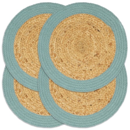 vidaXL Tischsets 4 Stk. Natur und Grün 38 cm Jute und Baumwolle