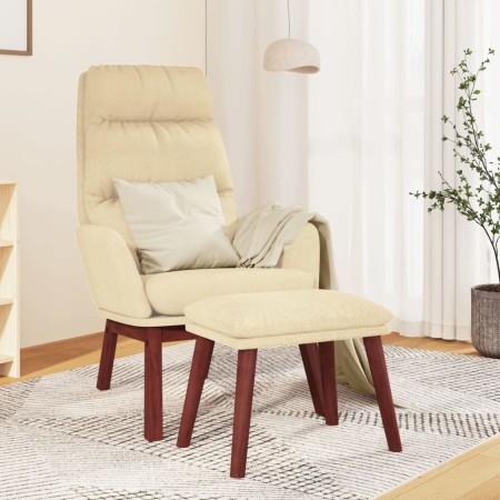 vidaXL Relaxsessel mit Hocker Creme Stoff