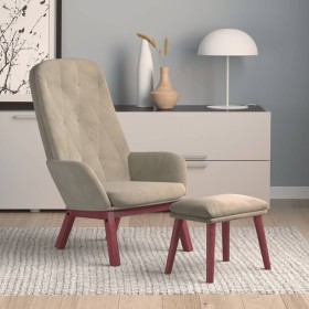 vidaXL Relaxsessel mit Hocker Hellgrau Samt