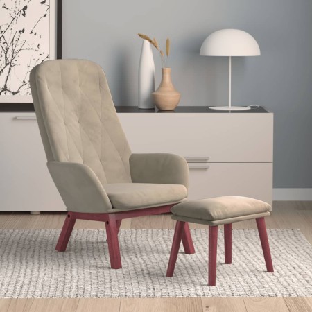 vidaXL Relaxsessel mit Hocker Hellgrau Samt