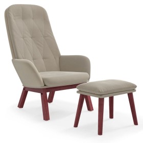 vidaXL Relaxsessel mit Hocker Hellgrau Samt