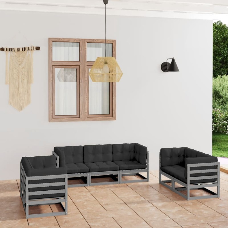 vidaXL 7-tlg. Garten-Lounge-Set mit Kissen Kiefer Massivholz vidaXL 7-tlg. Garten-Lounge-Set mit Kissen Kiefer Massivholz