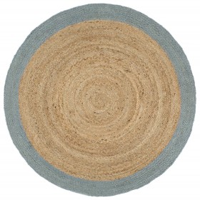 vidaXL Teppich Handgefertigt Jute mit Olivgrünem Rand 180 cm