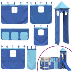 vidaXL Vorhänge für Hochbett mit Turm Blau Polyester