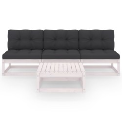 4-tlg. Garten-Lounge-Set mit Kissen Kiefer Massivholz